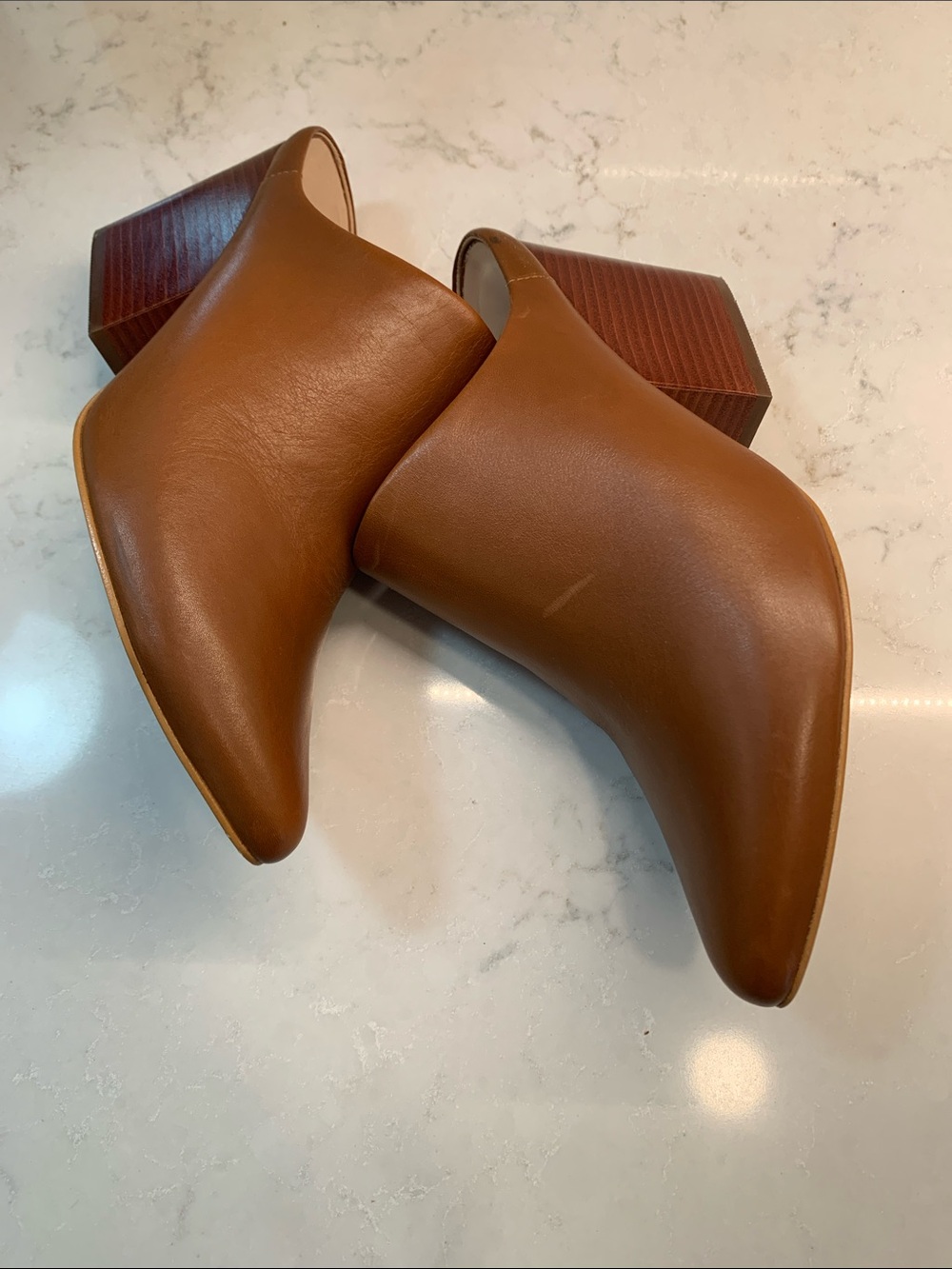 Able Tan Leather Heel Mule Clogs Size 8.5 - Picture 6 of 8